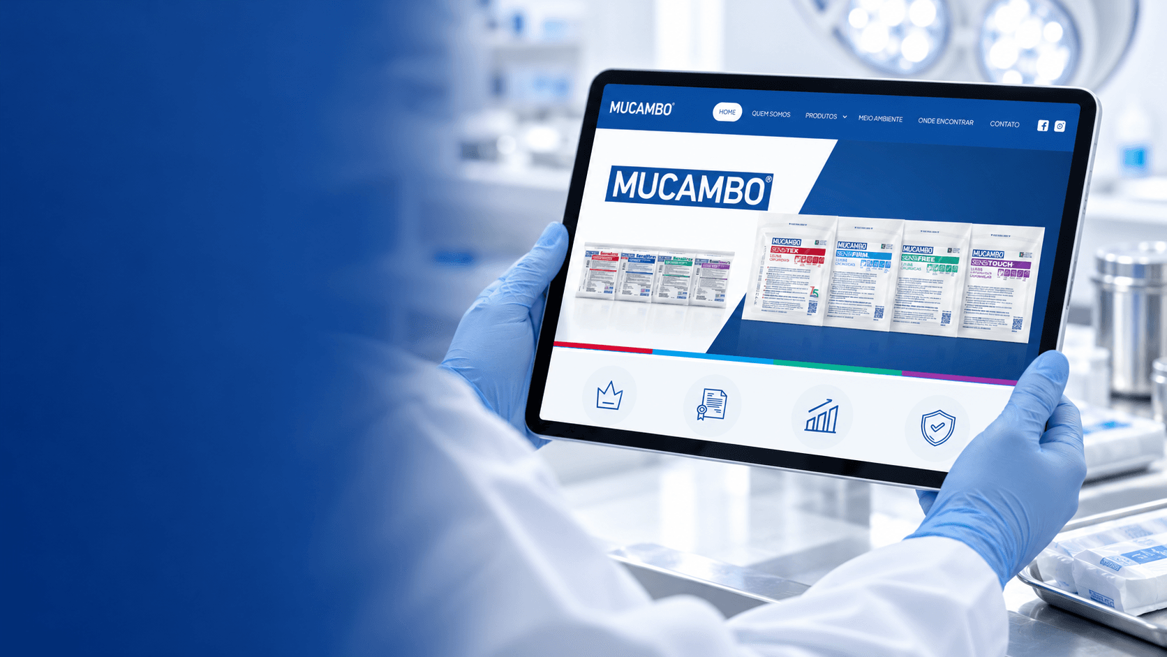 Produtos — navegação por linhas e soluções