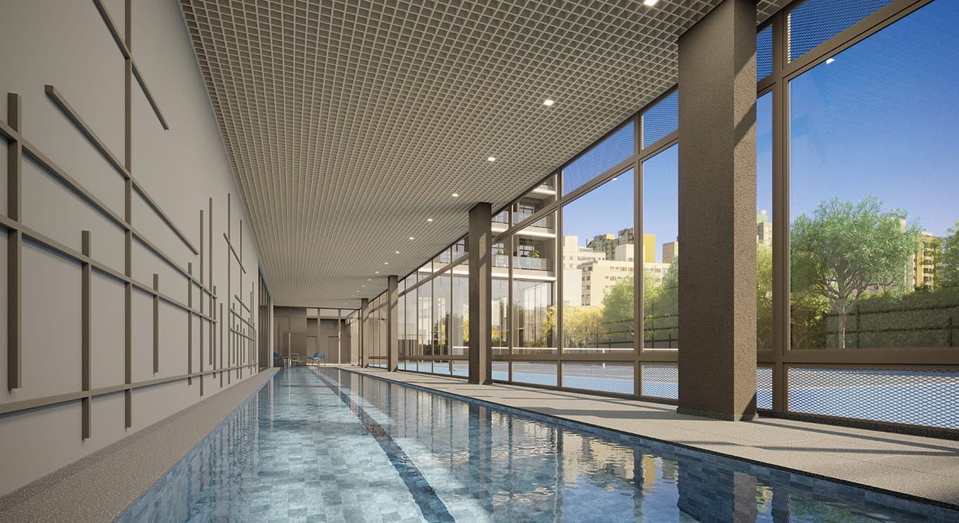 Piscina coberta com raia de 25 metros